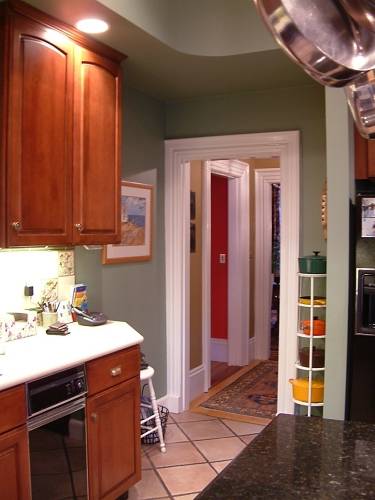 Kitchen, with view of hallway